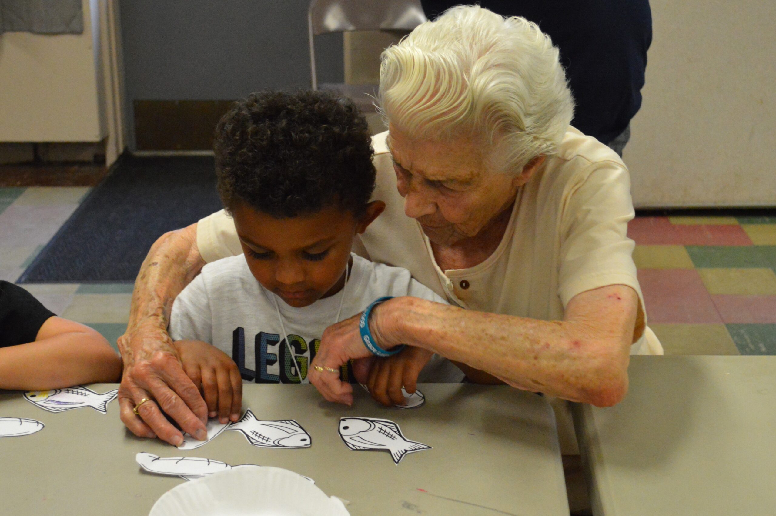 Pauline helping at crafts